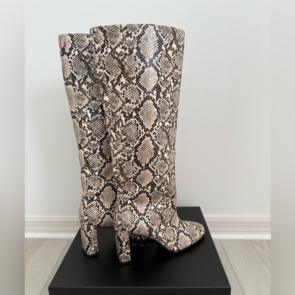 Snakeskin Knee-High Boots